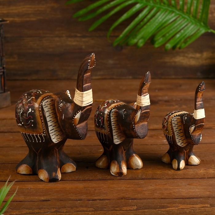 Набор сувенирный "Три слоника" (15,20,25) 13х21х24 см