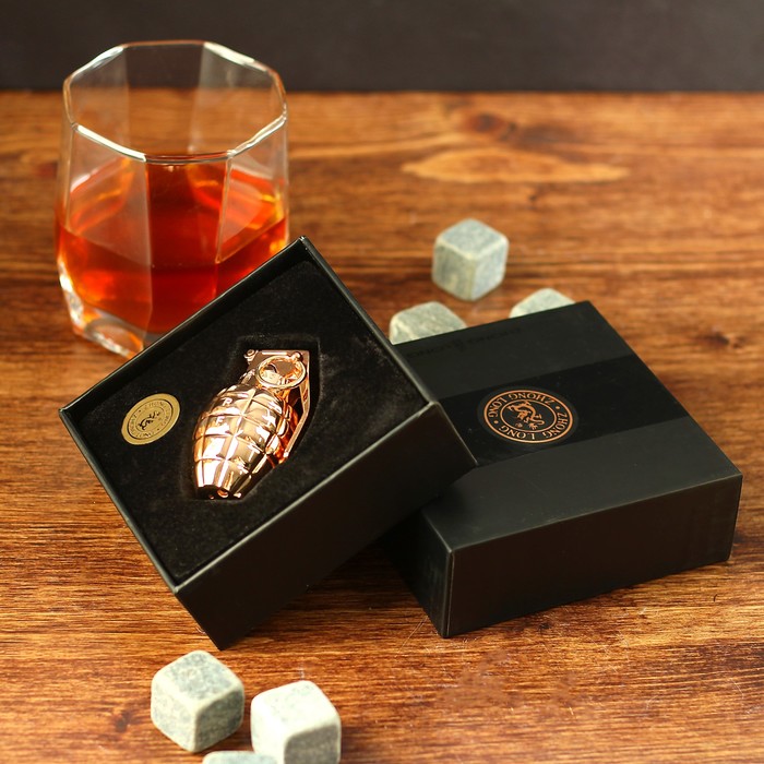 Зажигалка электронная, в виде гранаты, золотая, (+USB провод) 3х4х6 см