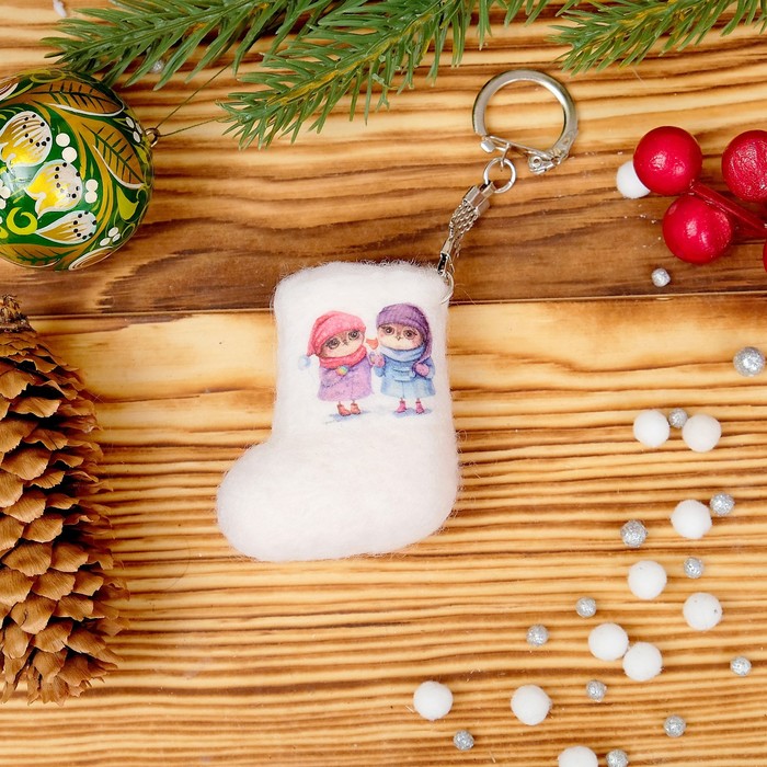 Брелок «Валенок», зимние лакомства, 5,5×4 см, ручная работа