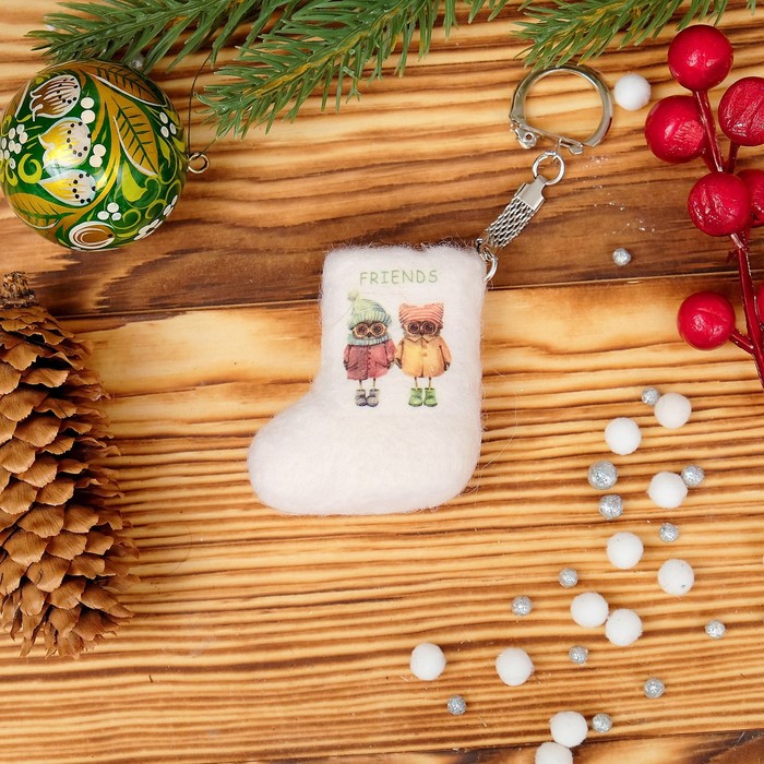 Брелок «Валенок», друзья, 5,5×4 см, ручная работа