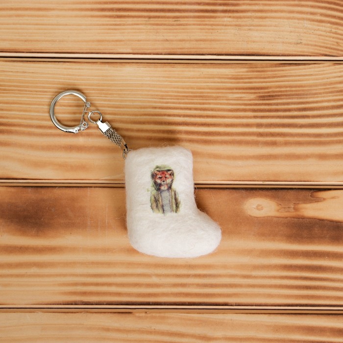 Брелок «Валенок», лис в капюшоне, 5,5×4 см, ручная работа