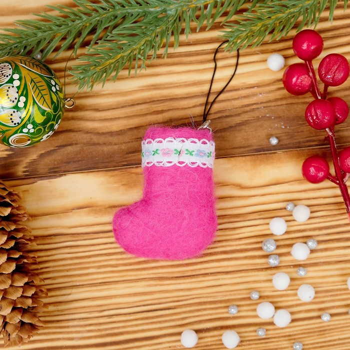 Брелок «Валенок», розовый, 5.5 × 4 см, ручная работа