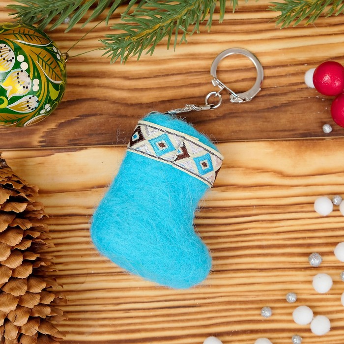Брелок «Валенок», голубой, 5,5×4 см, ручная работа