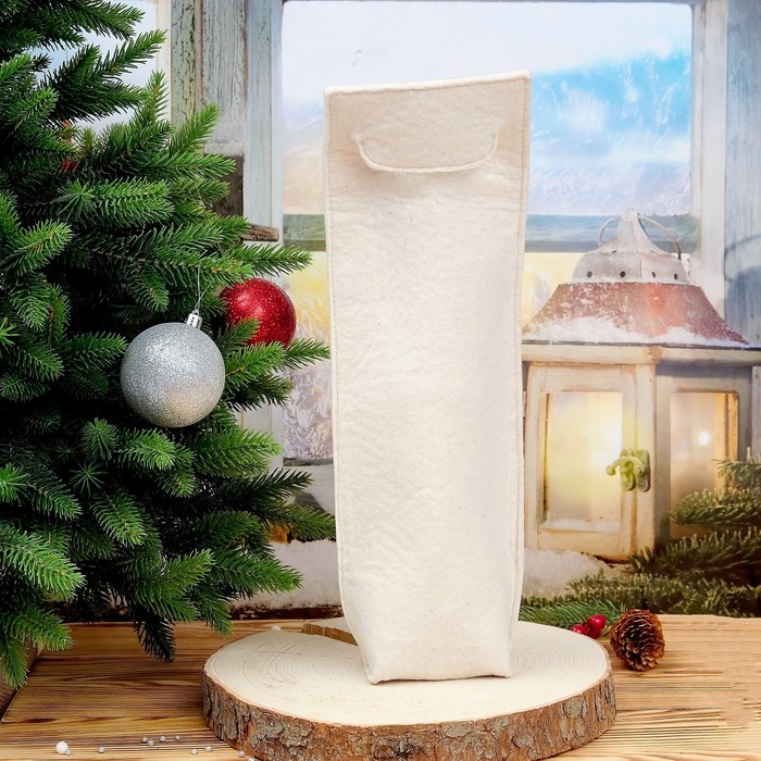 Сумка для бутылки, бежевая, ручная работа