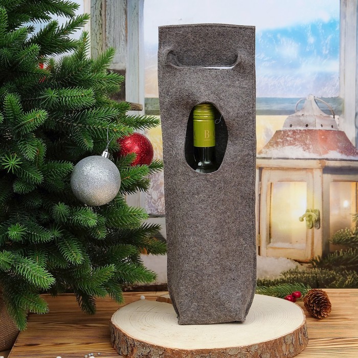 Сумка для бутылки, голубая, ручная работа