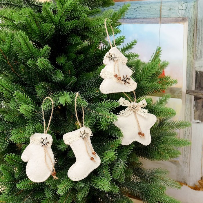 Набор ёлочных игрушек, 4 шт в упаковке, ручная работа