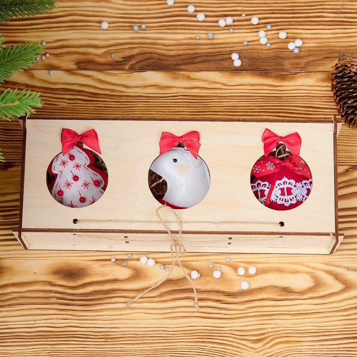 Набор ёлочных игрушек, 3 шт в упаковке, ручная работа