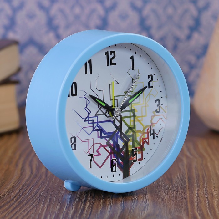 Будильник круг на подставке, циферблат с рисунком, микс d=10см