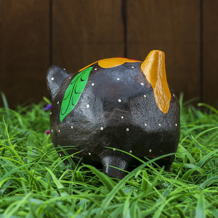 Сувенир "Копилка-свинка с листочком" 10х8х10 см