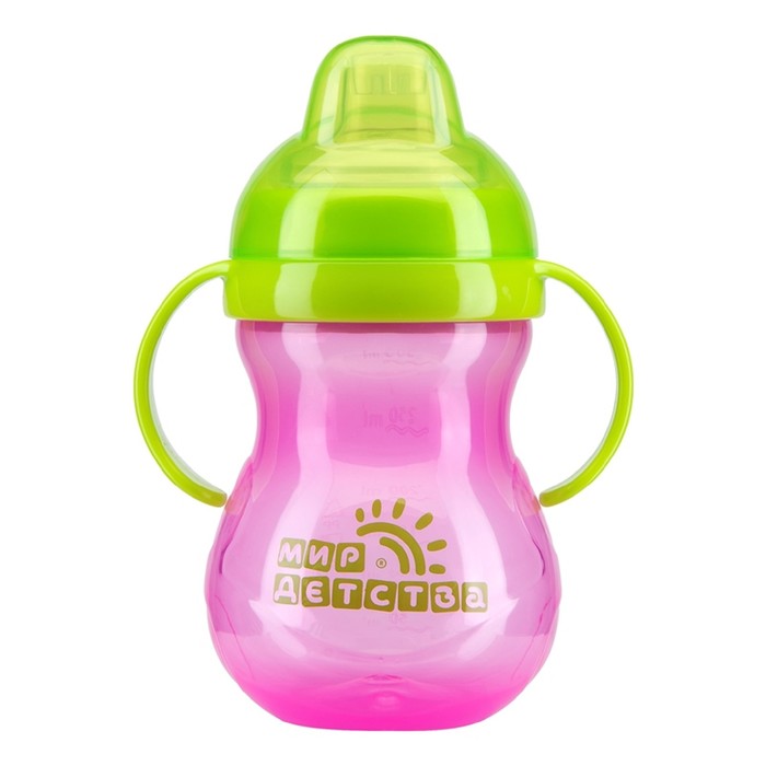 Поильник-непроливайка с ручками и силиконовым спаутом, 300 мл, от 4 мес., цвета МИКС + дополнительная насадка
