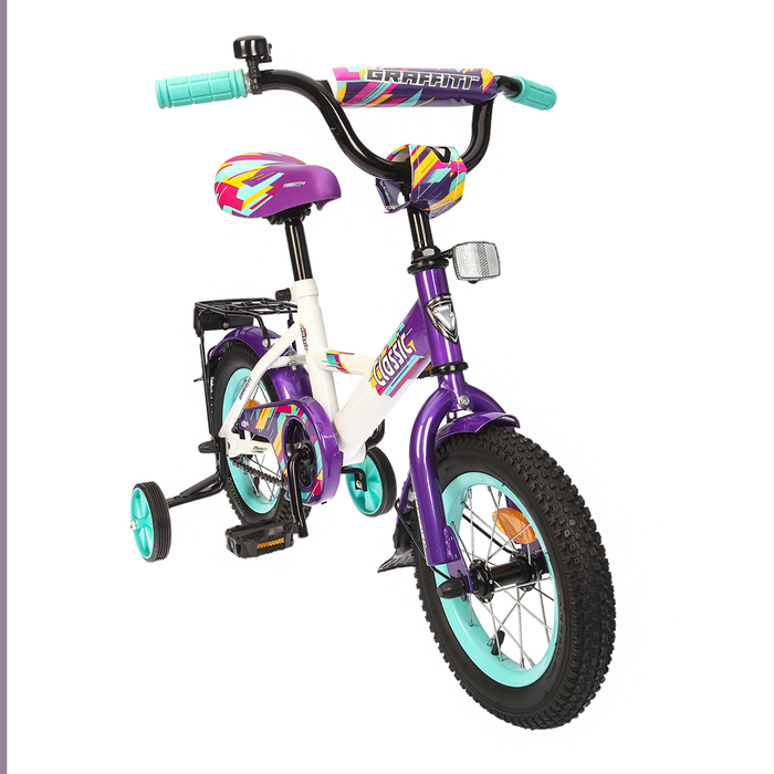 Велосипед 12" Graffiti Classic RUS, цвет белый/темно-фиолетовый УЦЕНКА
