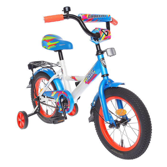 Велосипед 14" Graffiti Classic RUS, цвет белый/светло-синий УЦЕНКА