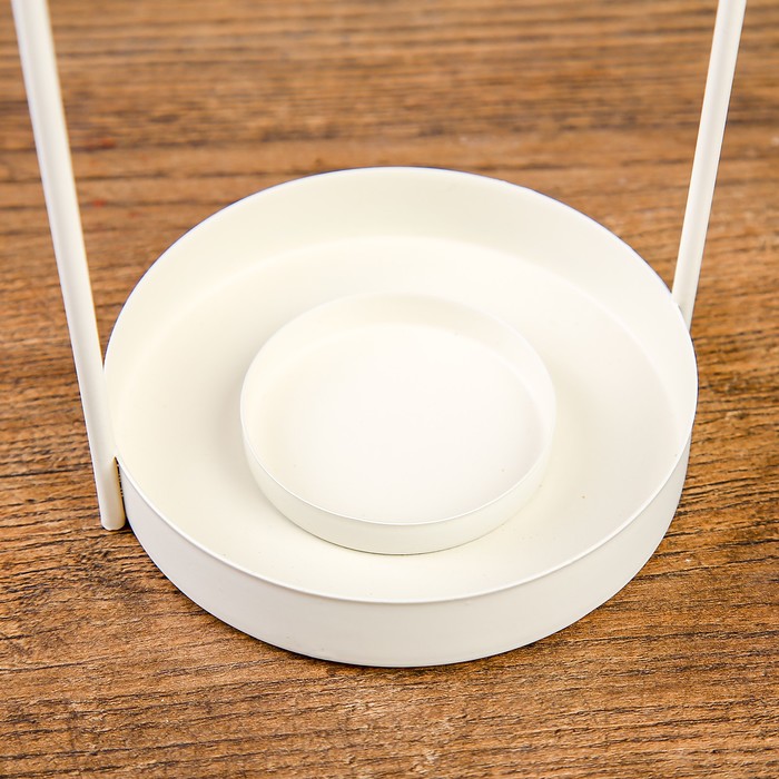 Подсвечник металл на 1 свечу "Фонарь с сердцами" белый 28,5х10х13 см