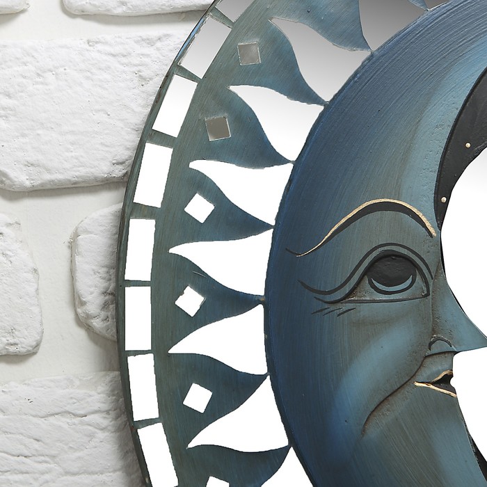 Панно зеркальное "Луна" дерево, 40 см