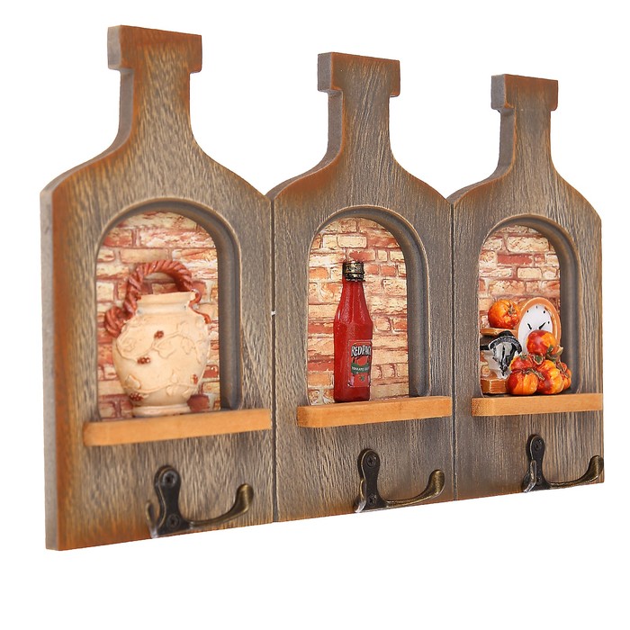 Крючки декоративные дерево 3 досочки "Кладовая с провиантом" 20х33х3 см