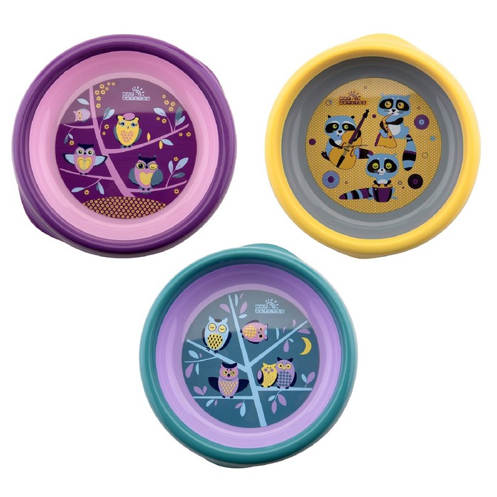Тарелочка для вторых блюд «Совы»/«Еноты», от 4 мес., цвета МИКС