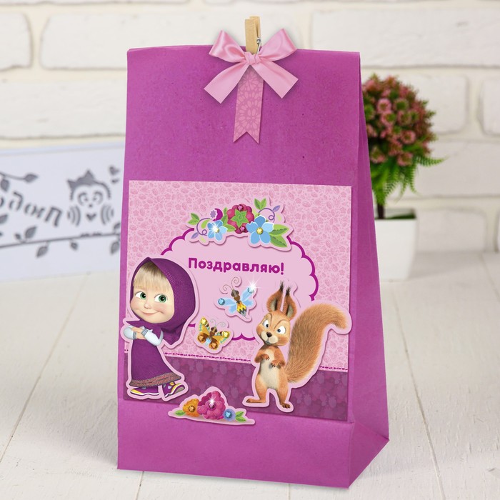 Набор по декорированию подарочного пакета "Поздравляю", Маша и Медведь