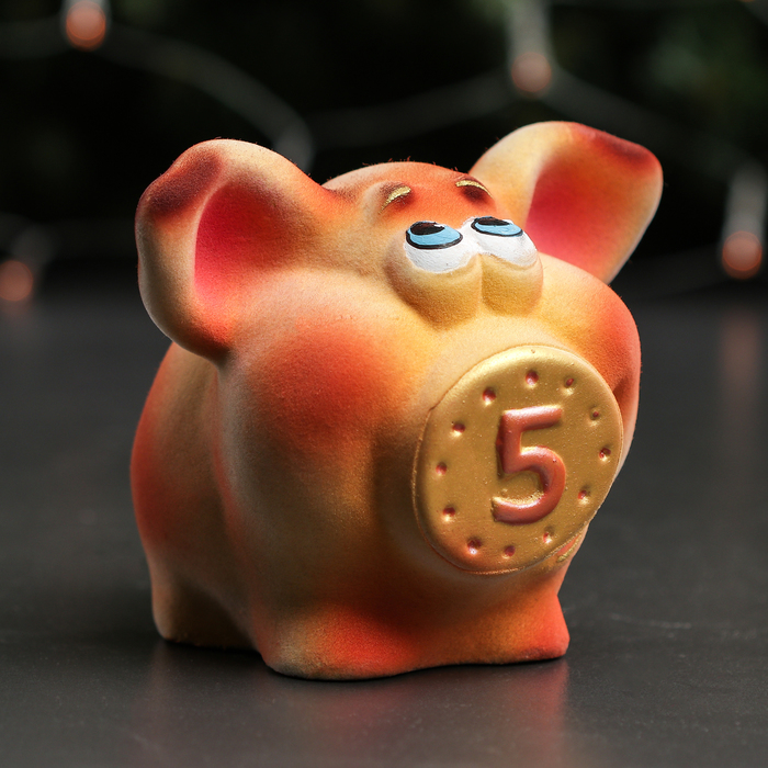 Копилка "Свинка Персик" флок, микс