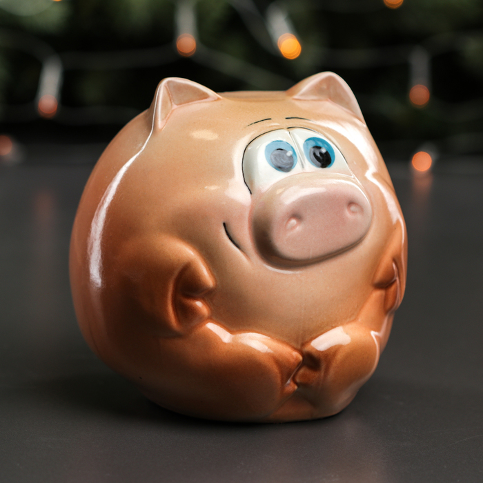 Копилка "Свинка Шарик" малая, глазурь, микс