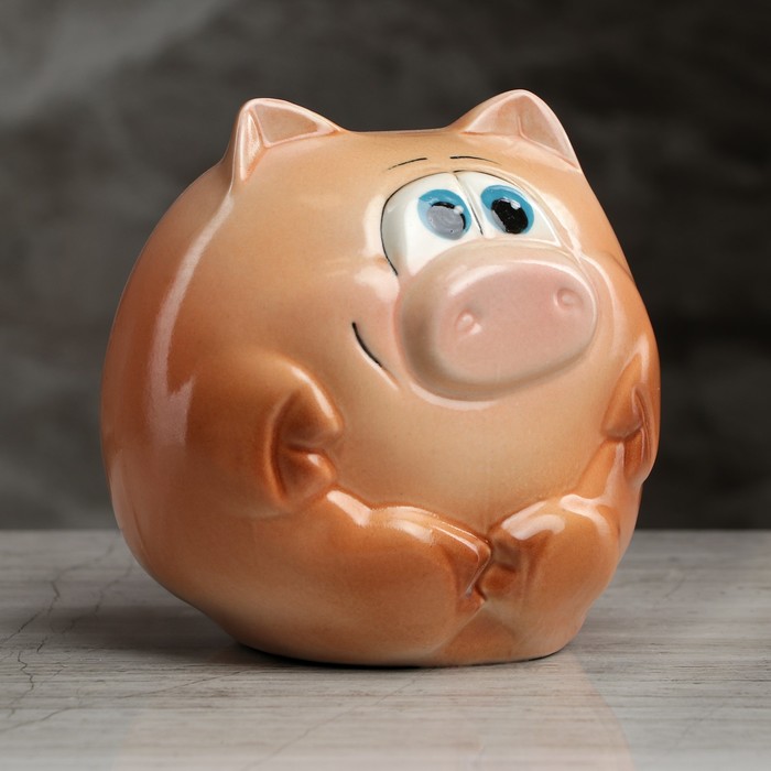 Копилка "Свинка Шарик" малая, глазурь, микс