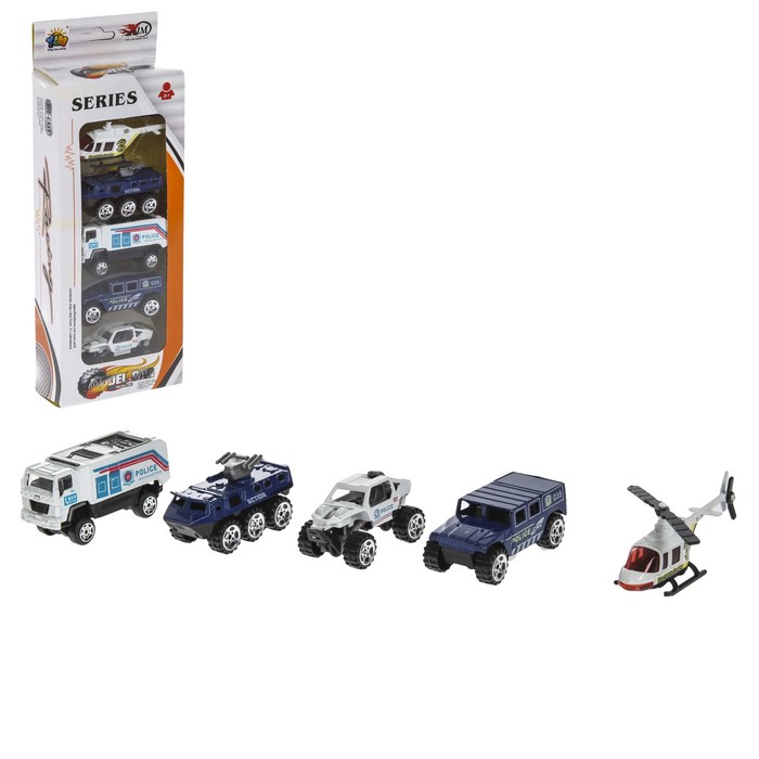 Набор металлических машинок "Полиция", 5 штук, МИКС