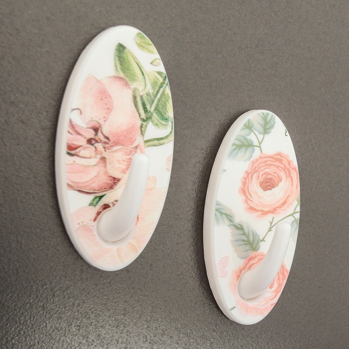 Набор крючков на липучке "Розы" 2 шт дизайн МИКС