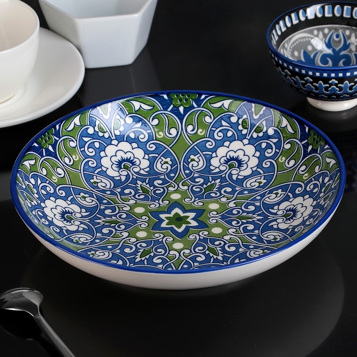 Тарелка глубокая 21 см "Джавлон", цвет сине-зеленый