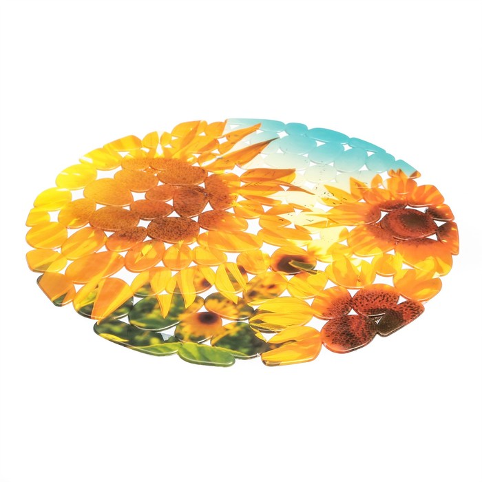 Коврик в раковину "Подсолнухи" галька, 29-х29 см