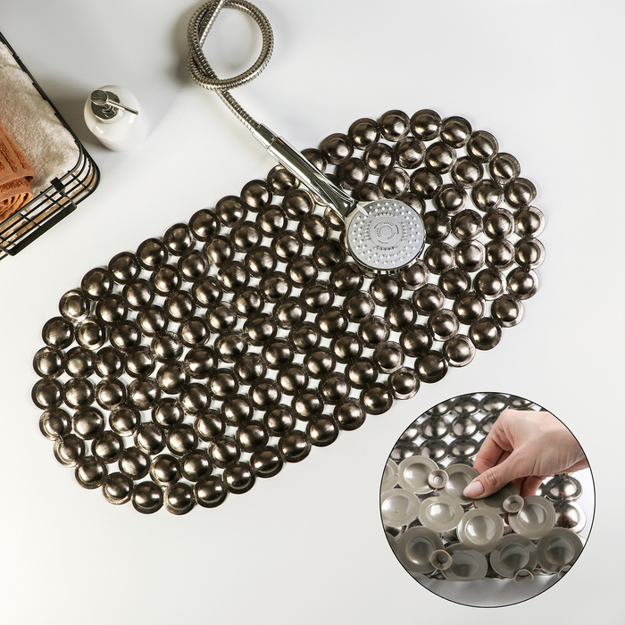 Коврик для ванны "Шарики" 33х67 см, цвет бронза