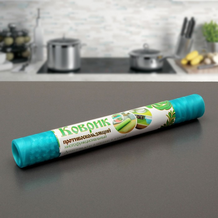 Коврик противоскользящий 30х100 см "Одуванчики", цвет синий