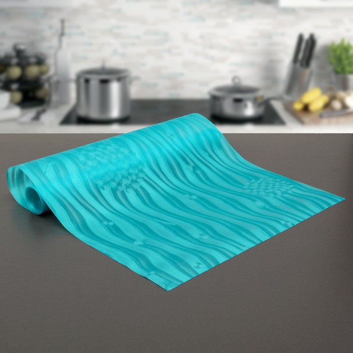 Коврик противоскользящий 30х100 см "Одуванчики", цвет синий