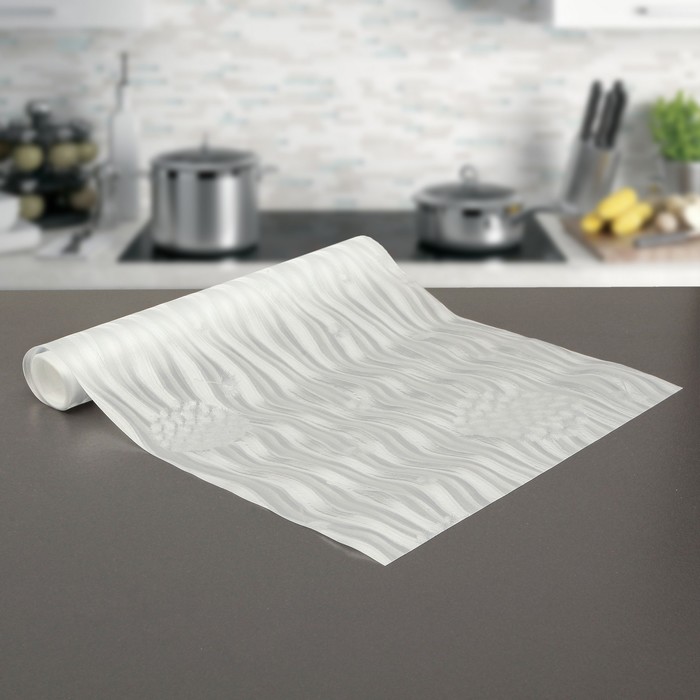 Коврик противоскользящий 30х100 см "Одуванчики", цвет белый