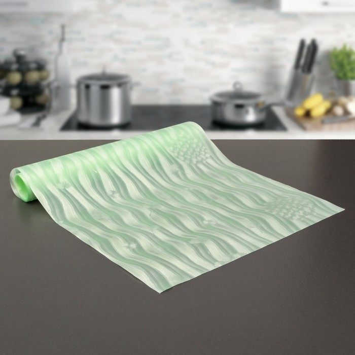 Коврик противоскользящий 30х100 см "Одуванчики", цвет зелёный