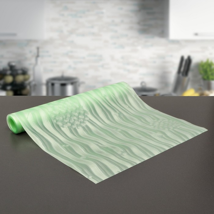 Коврик противоскользящий 30х150 см "Одуванчики", цвет зелёный