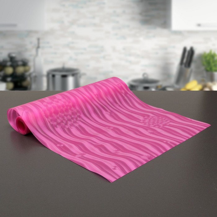 Коврик противоскользящий 30х150 см "Одуванчики", цвет розовый