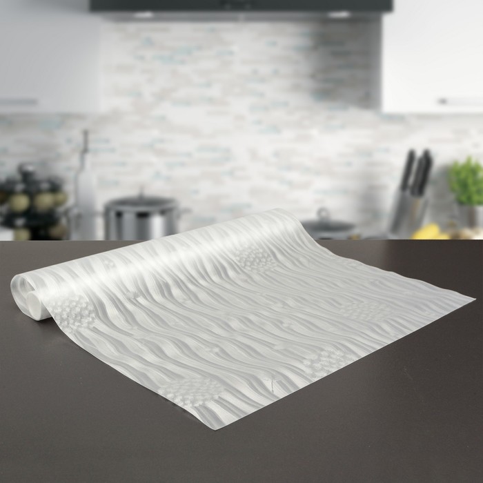 Коврик противоскользящий 45х100 см "Одуванчики", цвет белый