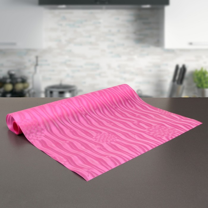 Коврик противоскользящий 45х100 см "Одуванчики", цвет розовый