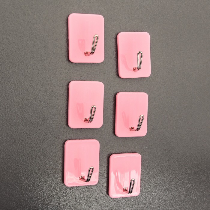 Набор крючков 6 шт, "Пастэль. Квадрат", цвет МИКС