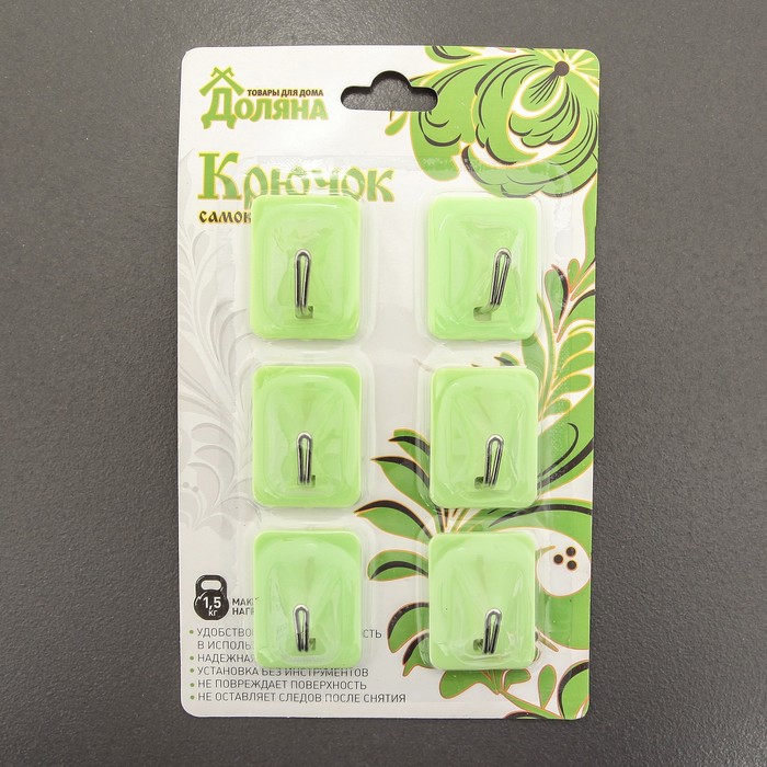 Набор крючков 6 шт, "Пастэль. Квадрат", цвет МИКС