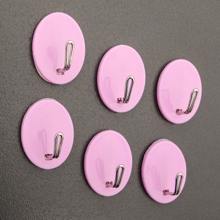 Набор крючков 6 шт, "Пастэль. Овал", цвет МИКС