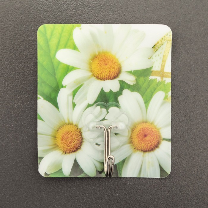 Крючок-наклейка "Цветы" дизайн МИКС