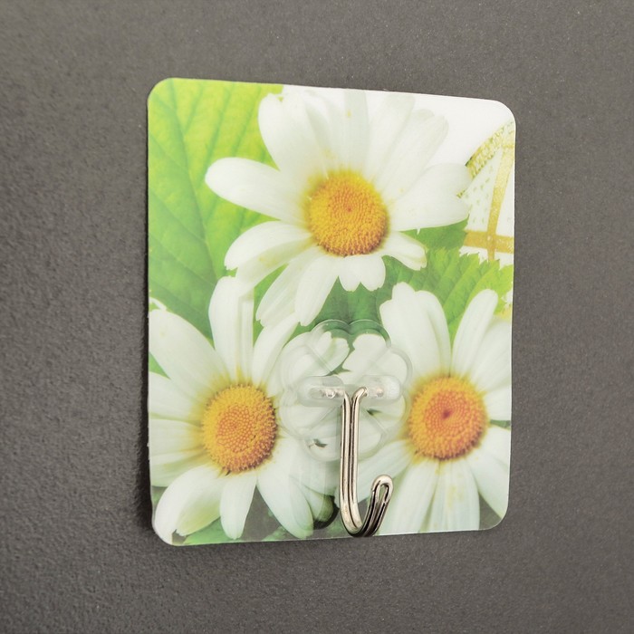 Крючок-наклейка "Цветы" дизайн МИКС