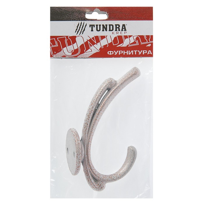 Крючок мебельный двухрожковый TUNDRA krep, КМ01CW, цвет медь на белом
