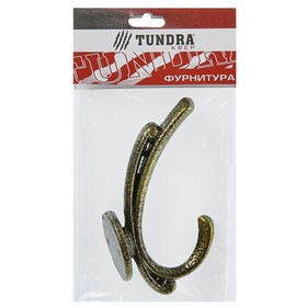 

Крючок мебельный двухрожковый TUNDRA krep, КМ01DA, цвет золото на черном