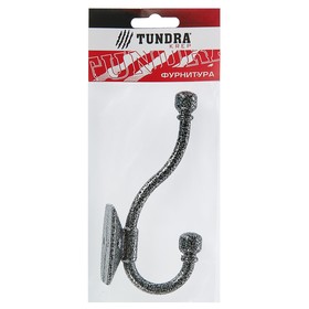 

Крючок мебельный двухрожковый TUNDRA krep, КМ03BM, цвет серебро на черном