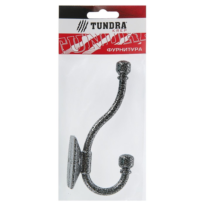 Крючок мебельный двухрожковый TUNDRA krep, КМ03BM, цвет серебро