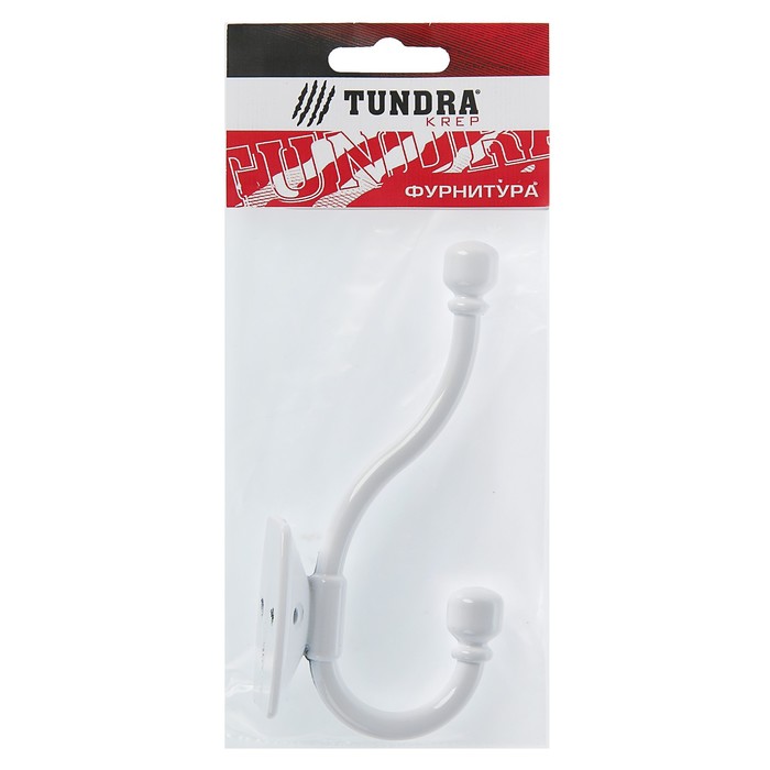 Крючок мебельный двухрожковый TUNDRA krep, КМ03HA, цвет белый