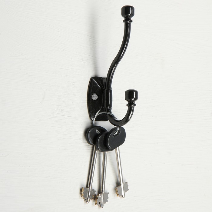 Крючок мебельный двухрожковый TUNDRA krep, КМ03SD, цвет черный металлик