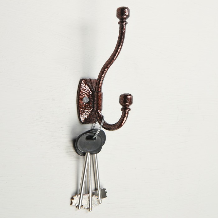 Крючок мебельный двухрожковый TUNDRA krep, КМ03SU, цвет медь на черном