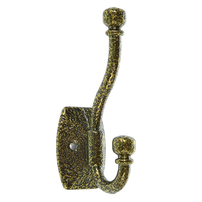 Крючок мебельный двухрожковый TUNDRA krep, КМ04BS, цвет золото на черном